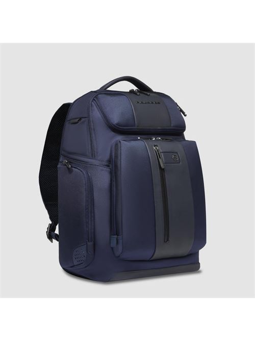 Zaino porta pc 15,6 in tessuto riciclato e pelle PIQUADRO | CA5477BR2-BLU