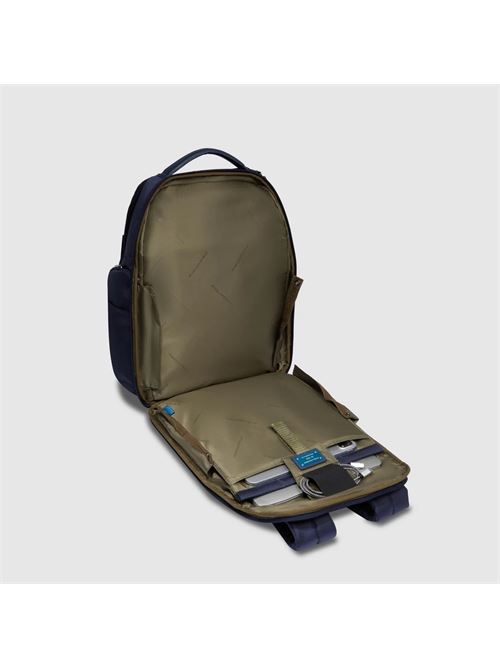 Zaino porta pc 15,6 in tessuto riciclato e pelle PIQUADRO | CA5477BR2-BLU