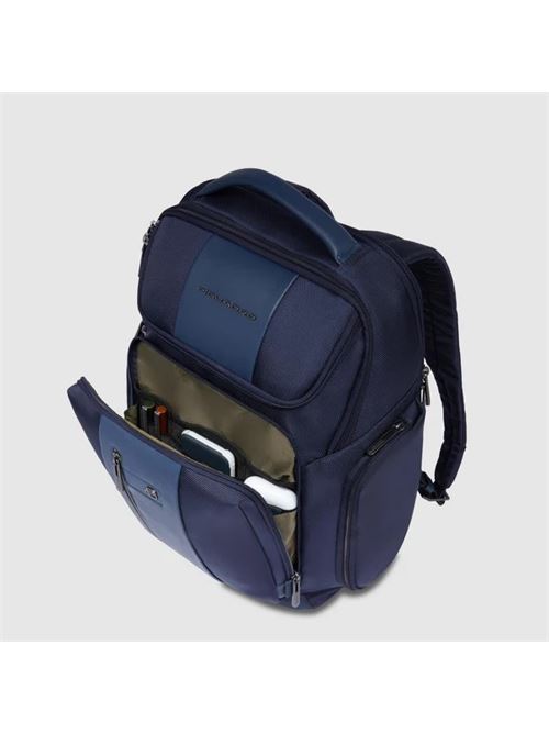 Zaino porta pc 15,6 in tessuto riciclato e pelle PIQUADRO | CA5477BR2-BLU