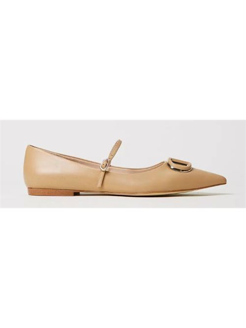 Scarpa Ballerina in pelle con punta sfilata ed oval T Twinset TWINSET | 251TCP064-00044