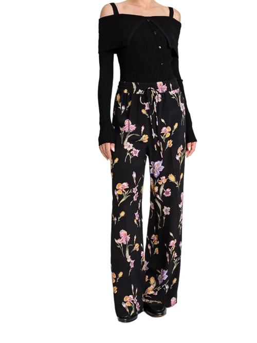 Pantalone dritto in crêpe de Chine a fiori con elastico Twinset TWINSET | 251TP2776-12328